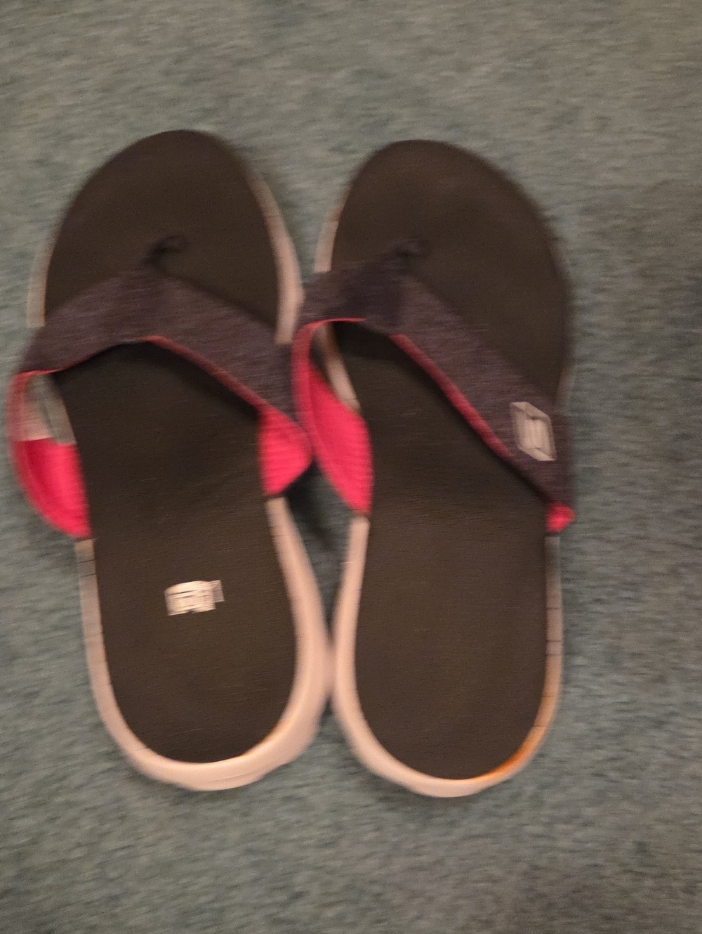Skechers Black Flip Flop Sandals with Pink Accents
